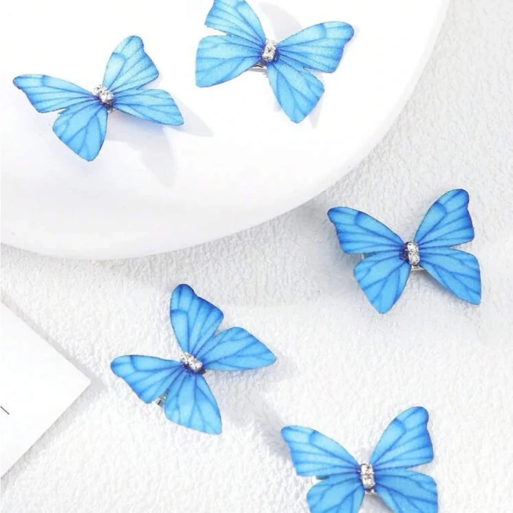 5pcs Women Rhinestone Detail Butterfly Decor Fashionable Alligator Hair Clip
